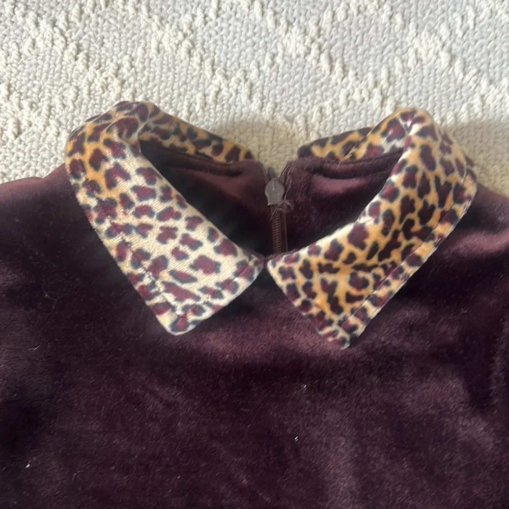 Girls velvet cheetah dress - Picture 2 of 6